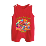 “Holi Hai Rangon Ke Sang” Personalized Kids Romper Suit - RED - 0 - 5 Months Old (Chest 18")