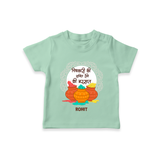 Happy Holi - Pichkari Ki Shakti, Rangon Ki Barsaat With Our Customized T-Shirt For Kids With Name - MINT GREEN - 0-5 Months Old (Chest 17")