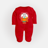 Pichkari Ki Shakti Holi Fullbody Suit – Personalized Kids Festival Fullbody Suit - RED - New Born (Chest 7.5")