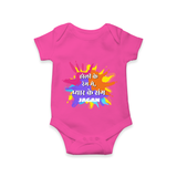 Happy Holi - Holi Ke Rang Mein, Pyaar Ke Sang With Our Customized Romper For Babies With Name - HOT PINK - 0 - 3 Months Old (Chest 16")