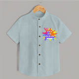 Happy Holi - Holi Ke Rang Mein, Pyaar Ke Sang With Our Customized Shirt For Kids With Name - ARCTIC BLUE - 0 - 6 Months Old (Chest 23")