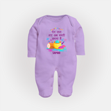 Happy Holi - Rang Lag Gaye, Ab Masti Karna Hai With Our Customized Sleep Suit For Babies With Name - LILAC - New Born (Chest 7.5")