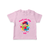 Personalized Holi Boy T-Shirt – Color Splash Fun Custom Name Kids T-Shirt - BABY PINK - 0-5 Months Old (Chest 17")