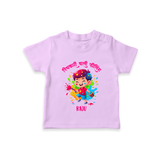 Personalized Holi Boy T-Shirt – Color Splash Fun Custom Name Kids T-Shirt - LILAC - 0-5 Months Old (Chest 17")