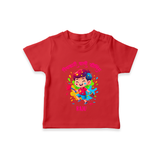 Personalized Holi Boy T-Shirt – Color Splash Fun Custom Name Kids T-Shirt - RED - 0-5 Months Old (Chest 17")
