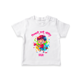 Personalized Holi Boy T-Shirt – Color Splash Fun Custom Name Kids T-Shirt - WHITE - 0-5 Months Old (Chest 17")
