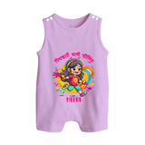 Holi Celebration - Pichkari Wali Feeling With Our Customized Romper Suit For Babies With Name - LILAC - 0 - 5 Months Old (Chest 18")