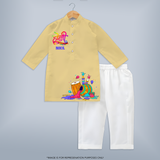 Celebrate Holi with Colors of Happiness with Our Customized Kurta Set with kids Name - YELLOW - 3 - 6 Months Old (Chest 24", Kurta Length 14'', Waist 19", Pant Length 14")