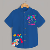 Holi Hai! Let the Colors Speak with Our Customized Shirt with kids Name - COBALT BLUE - 0 - 6 Months Old (Chest 23")