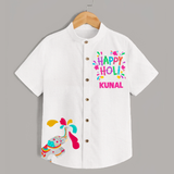 Holi Hai! Let the Colors Speak with Our Customized Shirt with kids Name - WHITE - 0 - 6 Months Old (Chest 23")