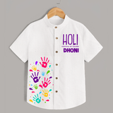 Holi – Festival of Colors Personalized Boys Shirt - WHITE - 0 - 6 Months Old (Chest 23")
