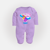 Lets play Holi Customized Name Fullbody Suit - LILAC - New Born (Chest 7.5")