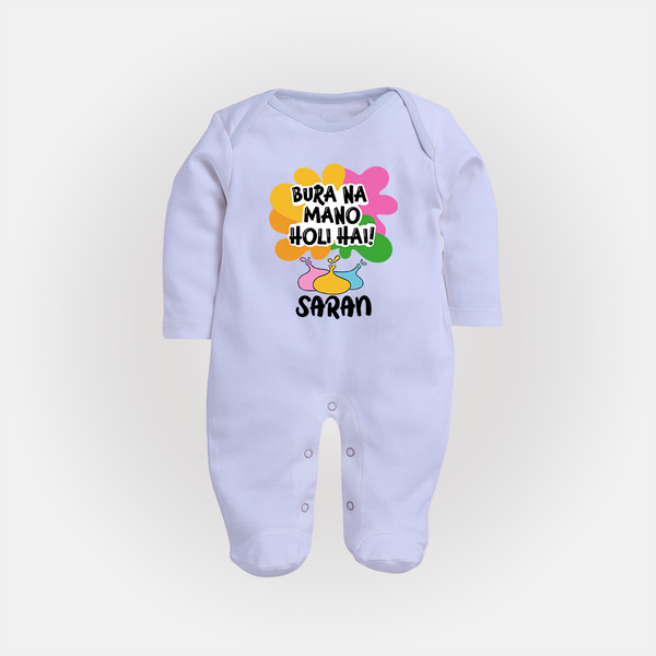 Bura Na Mano Holi Hai Personalized Kids Fullbody Suit - BABY BLUE - New Born (Chest 7.5")