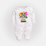 Bura Na Mano Holi Hai Personalized Kids Fullbody Suit - WHITE - New Born (Chest 7.5")