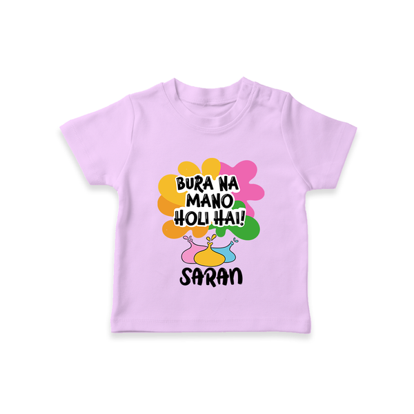 Bura Na Mano Holi Hai Personalized Kids T-Shirt - LILAC - 0-5 Months Old (Chest 17")