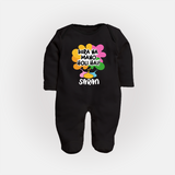Bura Na Mano Holi Hai Personalized Kids Fullbody Suit - BLACK - New Born (Chest 7.5")