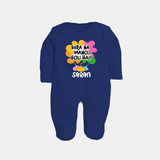 Bura Na Mano Holi Hai Personalized Kids Fullbody Suit - NAVY BLUE - New Born (Chest 7.5")