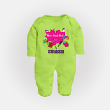 Meri Pehli Holi Customized Name Fullbody Suit - LIME GREEN - New Born (Chest 7.5")