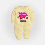 Meri Pehli Holi Customized Name Fullbody Suit - PASTEL YELLOW - New Born (Chest 7.5")