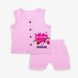 Meri Pehli Holi Customized Name Jabla Set - BABY PINK - 0 - 3 Months Old (Chest 9.8")