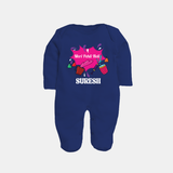 Meri Pehli Holi Customized Name Fullbody Suit - NAVY BLUE - New Born (Chest 7.5")