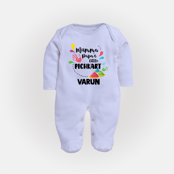Mumma papa's little pichkart Personalized Kids Fullbody Suit - BABY BLUE - New Born (Chest 7.5")