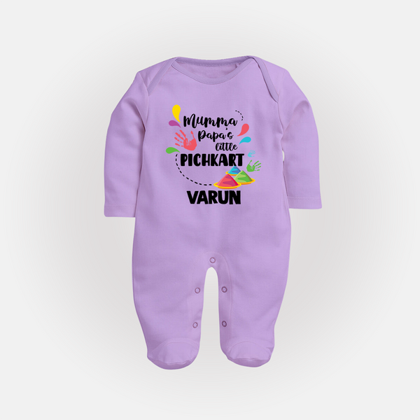 Mumma papa's little pichkart Personalized Kids Fullbody Suit - LILAC - New Born (Chest 7.5")