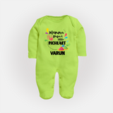 Mumma papa's little pichkart Personalized Kids Fullbody Suit - LIME GREEN - New Born (Chest 7.5")