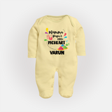 Mumma papa's little pichkart Personalized Kids Fullbody Suit - PASTEL YELLOW - New Born (Chest 7.5")