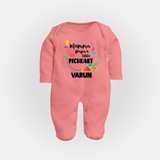 Mumma papa's little pichkart Personalized Kids Fullbody Suit - PEACH - New Born (Chest 7.5")