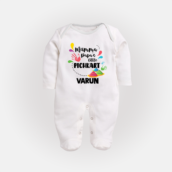 Mumma papa's little pichkart Personalized Kids Fullbody Suit - WHITE - New Born (Chest 7.5")