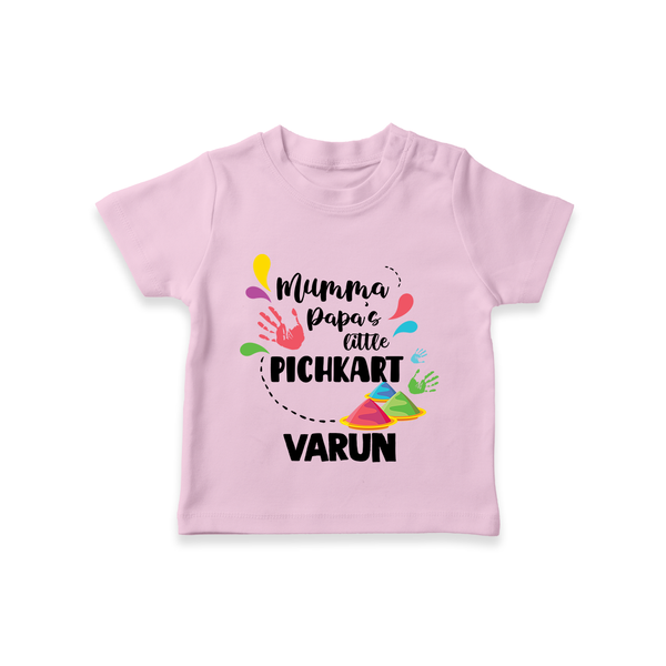Mumma papa's little pichkart Personalized Kids T-Shirt - BABY PINK - 0-5 Months Old (Chest 17")