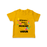 Mumma papa's little pichkart Personalized Kids T-Shirt - CHROME YELLOW - 0-5 Months Old (Chest 17")