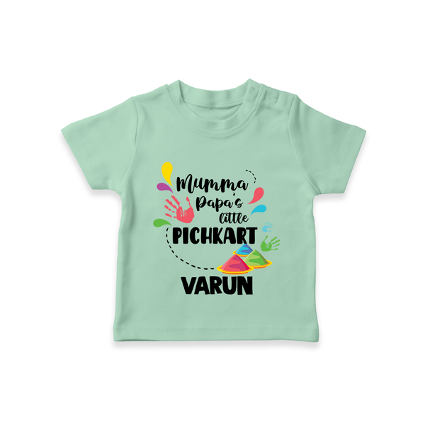 Mumma papa's little pichkart Personalized Kids T-Shirt - MINT GREEN - 0-5 Months Old (Chest 17")