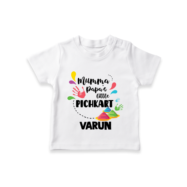 Mumma papa's little pichkart Personalized Kids T-Shirt - WHITE - 0-5 Months Old (Chest 17")