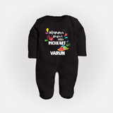 Mumma papa's little pichkart Personalized Kids Fullbody Suit - BLACK - New Born (Chest 7.5")