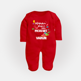 Mumma papa's little pichkart Personalized Kids Fullbody Suit - RED - New Born (Chest 7.5")