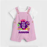 Meri Pehli Holi Personalized Kids Dungaree - BABY PINK - 0 - 5 Months Old (Chest 18")