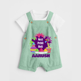 Meri Pehli Holi Personalized Kids Dungaree - MINT GREEN - 0 - 5 Months Old (Chest 18")