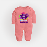 Meri Pehli Holi Personalized Kids Fullbody Suit - PEACH - New Born (Chest 7.5")