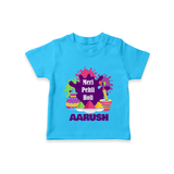 Meri Pehli Holi Personalized Kids T-Shirt - SKY BLUE - 0-5 Months Old (Chest 17")