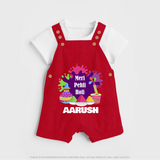 Meri Pehli Holi Personalized Kids Dungaree - RED - 0 - 5 Months Old (Chest 18")