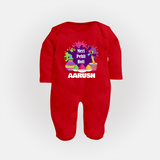 Meri Pehli Holi Personalized Kids Fullbody Suit - RED - New Born (Chest 7.5")
