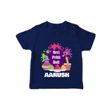 Meri Pehli Holi Personalized Kids T-Shirt - NAVY BLUE - 0-5 Months Old (Chest 17")