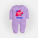Lets play Holi Personalized Kids Fullbody Suit - LILAC - New Born (Chest 7.5")