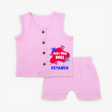 Lets play Holi Personalized Kids Jabla Set - BABY PINK - 0 - 3 Months Old (Chest 9.8")