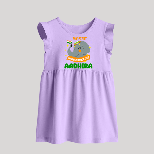 My First Independence Patriotic Elephant Baby Frock - LILAC - 0 - 3 Months Old (Chest 17")