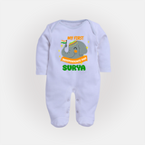 My First Independence Patriotic Elephant Full Body Suit - BABY BLUE - New Born (Chest 7.5")