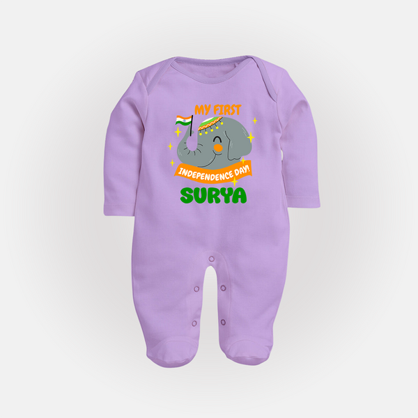 My First Independence Patriotic Elephant Full Body Suit - LILAC - New Born (Chest 7.5")