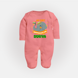 My First Independence Patriotic Elephant Full Body Suit - PEACH - New Born (Chest 7.5")